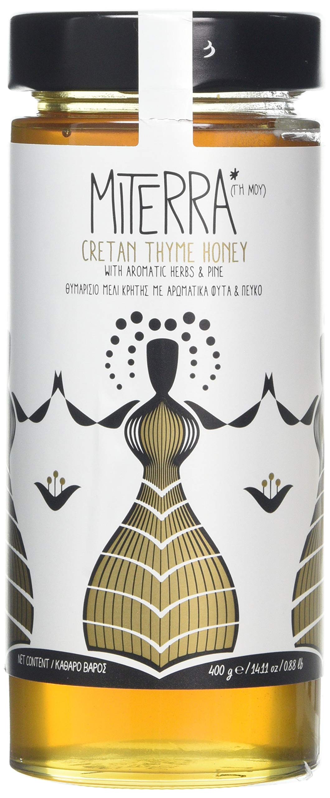 MITERRA Cretan Thyme Honey with Aromatic Herbs and Pine, 400 g | Authentic Greek Honey from Sitia Crete | Rich Flavour, Premium Quality