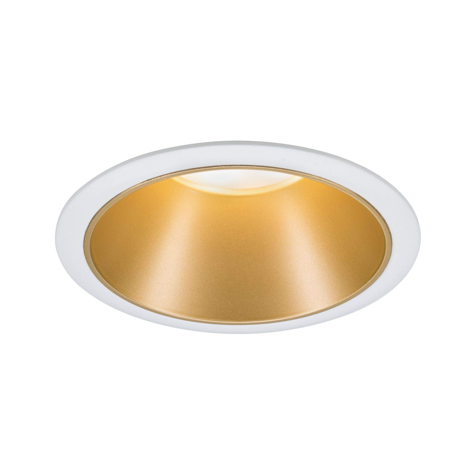 Paulmann 93396 luminaire Cole Rigid Round dimmable Spotlight spot Aluminium, Plastic recessed lamp GU10, Matt White, Gold