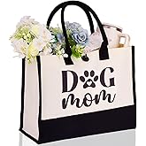 QsiuYbng Dog Mom Gifts for Women Tote Bag Gifts for Dog Lovers Women Practical Grocery Bag for Birthday Christmas Gift Reusable Tote Bag for Shopping Travel Picnic(16.9''×12.6''×6.7'')