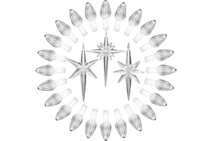 KonohaELF Ceramic Christmas Tree Replacement Lights Bulbs, Clear White Medium Twist Plastics Pegs Ornaments for Ceramic Tree(