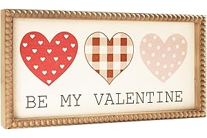 flangairy Valentines Day Be My Valentine Sign Valentines Wall Decor Art Wooden Table Desk Top ​Mantle Shelf Red decorative signage Plaque Home Indoor Farmhouse Decorations
