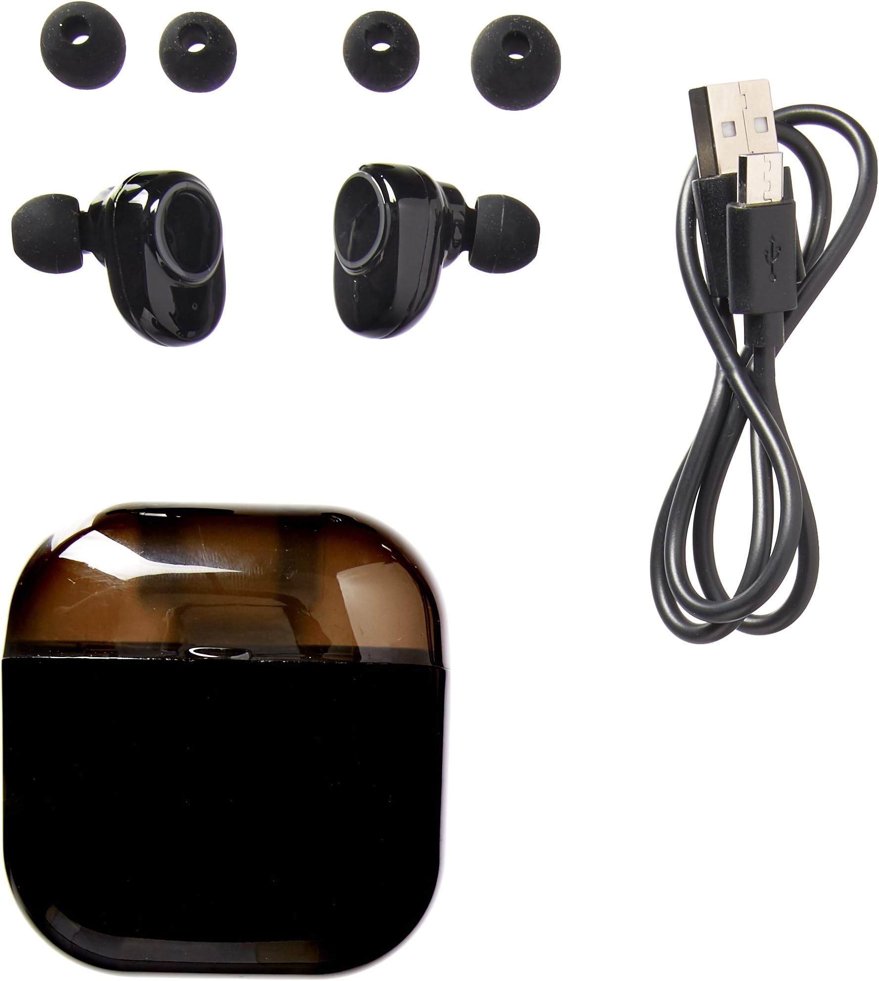 Touch Control True Wireless Earbuds, Bluetooth Headphones Siri Support, True Mini in-Ear Headsets Stereo Sports Earphone Sweatproof with Charging Box Noise Cancelling for iPhone Samsung (Black)