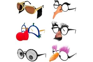 PLUMAGEpp 6Pairs Halloween Disguise Glasses Adults Fun Halloween Costume Birthday Party Favors