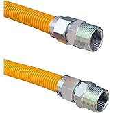 1" OD (3/4" ID) X 36" Long, 3/4" Male Pipe Thread X 3/4" Male Pipe Thread, Yellow Coated Corrugated Stainless Steel Gas Conne