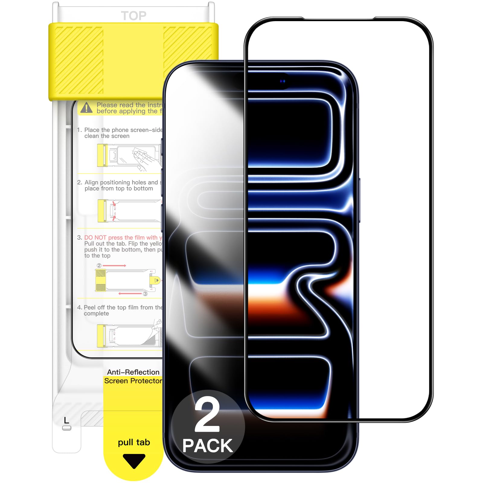 JETech Full Coverage Screen Protector for iPhone 17 Pro, AR Anti-Reflective Coating, Black Edge Tempered Glass, Anti-Fingerprint & Auto-Align Installation, Case-Friendly, 6.3" Display, 2-Pack