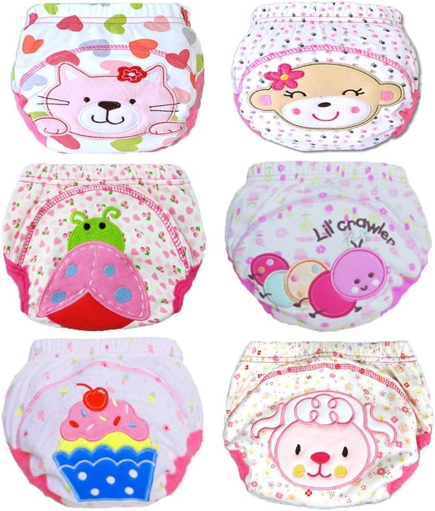 Vivi Pray Toddler Underwear Potty Training Pants Reusable Baby Girls Infant Nappy Pants Size, 6 Pack