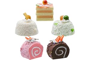 inheming 5 PCS Artificial Cupcake for Display, Realistic Cute Fake Cake, Faux Dessert with Fragrance, Roll Cake Model for Bakery Shop Display, Photography Props, Home Decoration