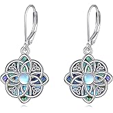 Witches Knot Earrings Sterling Silver Celtic Witches Knot Abalone Shell Dangle Earrings Moonstone Witch Jewelry Gifts for Women