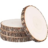 Timburst 4 Pcs Natural Wood Slices for Centerpieces, 8-9 Inch Unfinished Wood Centerpieces for Tables, Rustic Wooden Discs for Crafts Dinner Table, Baby Shower, Wedding Decorations
