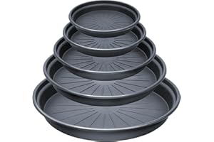 Bamworld 5-Pack Plant Saucers, 10/8/7/6/5 Inch Round Plastic Plant Trays, Heavy-Duty Durable Leak-Proof Saucer for Indoor Out