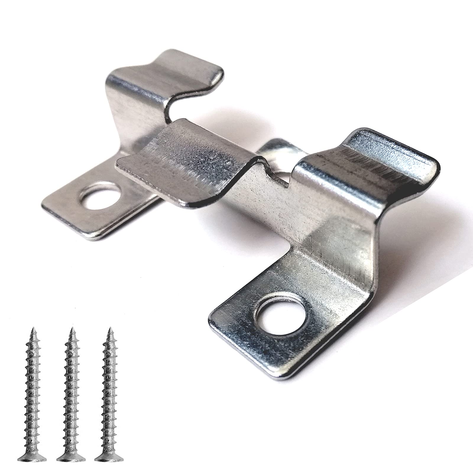 Composite Decking Clips, Fastener Board Clip, Composite Decorative Plate Hidden Fixing Fastener Metal Clip with Black Screw Flush Mounting Bracket (50x Fixing Clips)