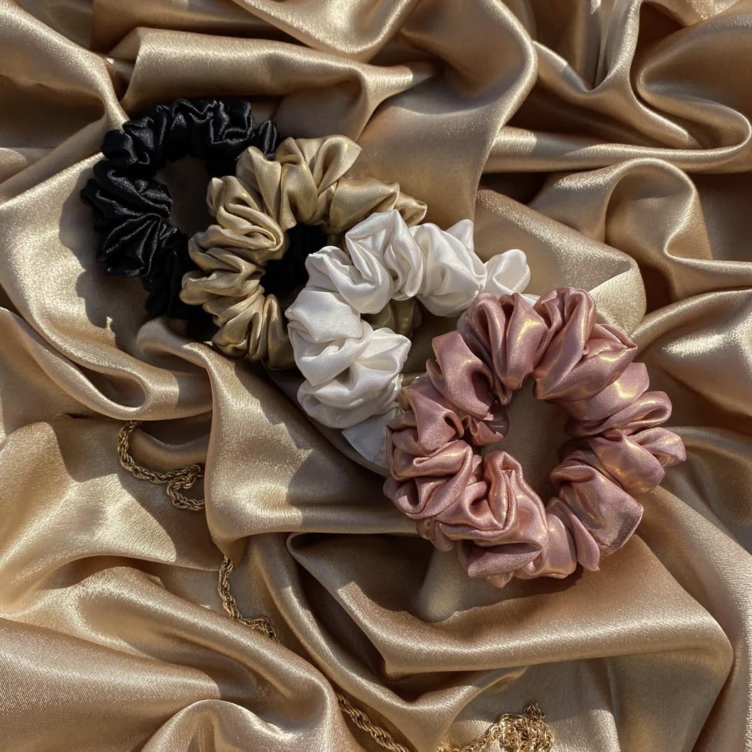 4pcs silk scrunchies for women -doctor recommended-big size-soft and silky hair Ties- Elastic hair band - pony tail Holder - Hair accessories for women Girl