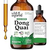 Wild & Organic Dong Quai Supplement - Menopause Supplements for Women - Dong Quai Root Extract - Angelica Root Herb Tincture - Female Ginseng Liquid Extract - No Sugar & Alcohol - 4 fl oz