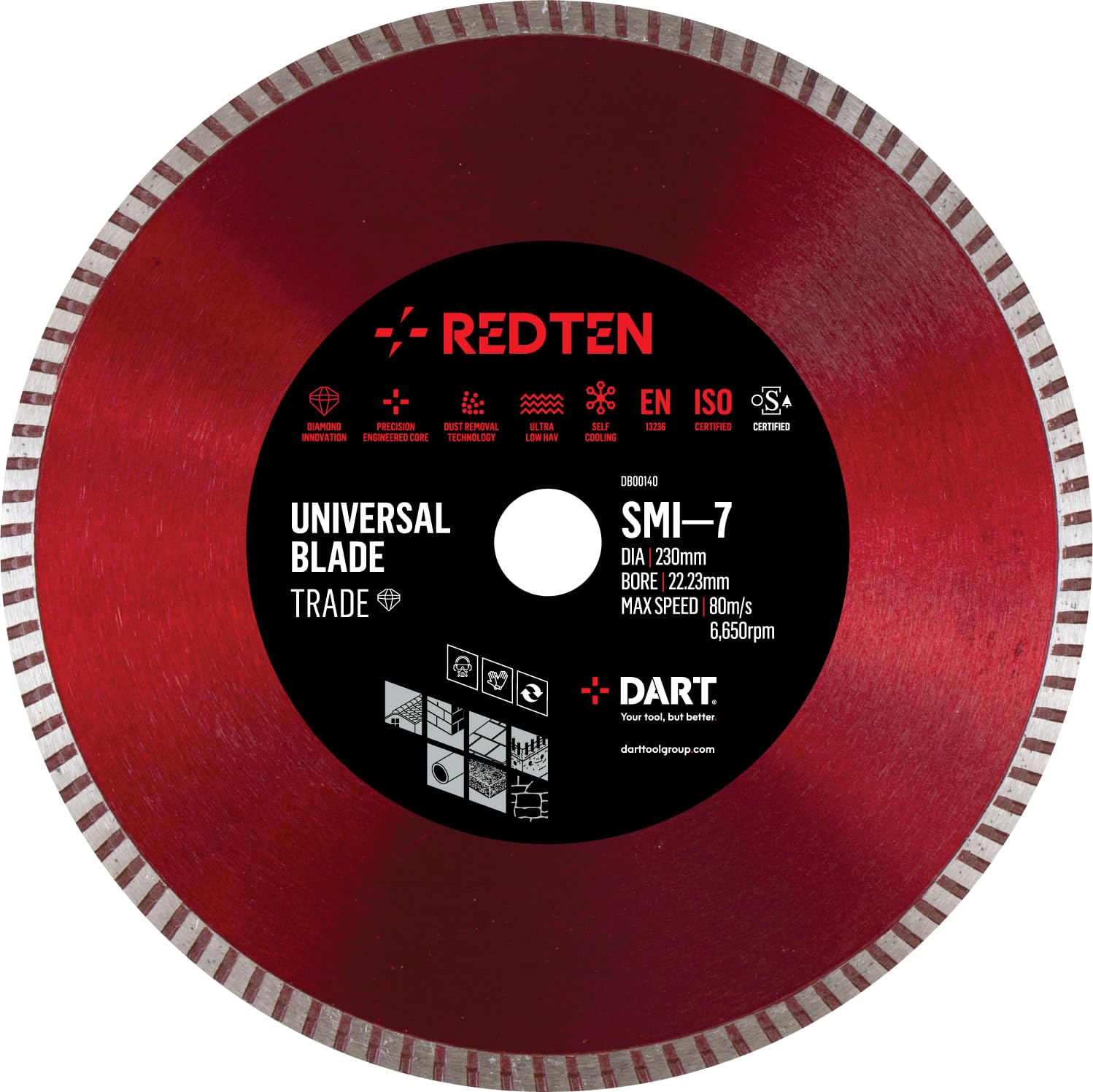 DART Red Ten SMI-7 Diamond Blade 115Dmm x 22.23B Pack Of 3