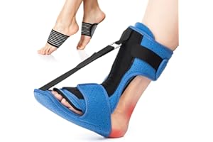 Acankn Plantar Fasciitis Night Splint: Adjustable Brace with Arch Support | Dorsal Night Splint for Women Men | Dual Effective Relief Achilles Tendonitis Foot Drop Heel Pain Black-Blue