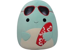 Squishmallows Original 14-Inch Perry Teal Dolphin with Red Surfboard - Official Jazwares Large Plush
