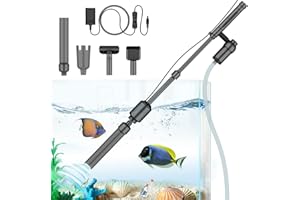 bedee Electric Fish Tank Gravel Cleaner Vacuum, Aquarium Gravel Cleaner, 6 in 1 Automatic Aquarium Vacuum Cleaner Kit for Wash Sand & Water Changing with Adjustable Water Flow, DC 12V, 18W