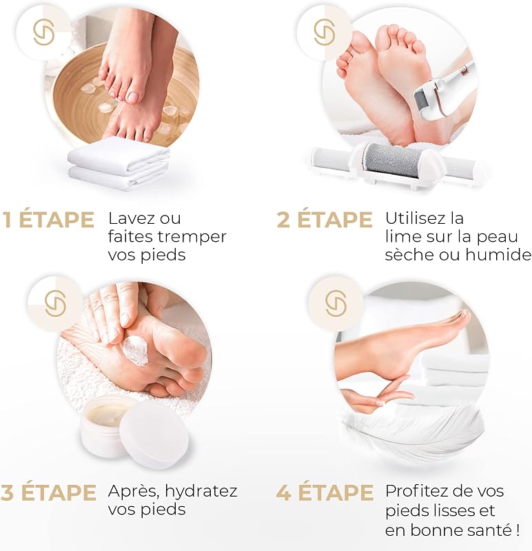 Lime à Pieds Électrique avec 5 Rouleaux de Rechange (Blanc)