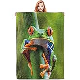 Tree Frog Blanket Gifts for Women Girls Kids Adults Soft Warm Lightweight Cozy Flannel Cute Animal Frogs Throw Blankets for Bed Sofa Couch Living Room Decor 50x60in