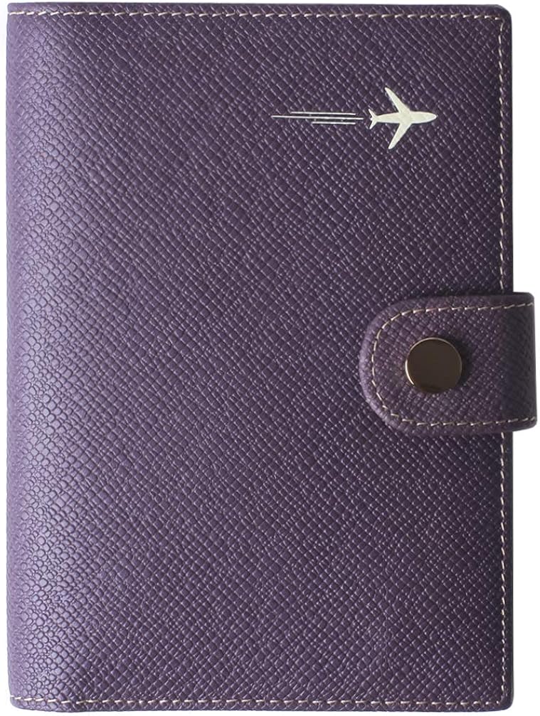 Passport Holder Cover Wallet RFID Blocking Leather Card Case Travel Document Organizer Purple: Clothing