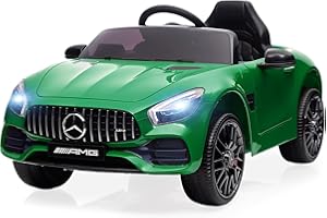 HarmoHaby 12V Kids Ride On Car, Power Battery Electric Vehicles for 3-8, Licensed Mercedes-Benz Ride On Toys Car w/Parent Remote Control, Mp3 Player - Green