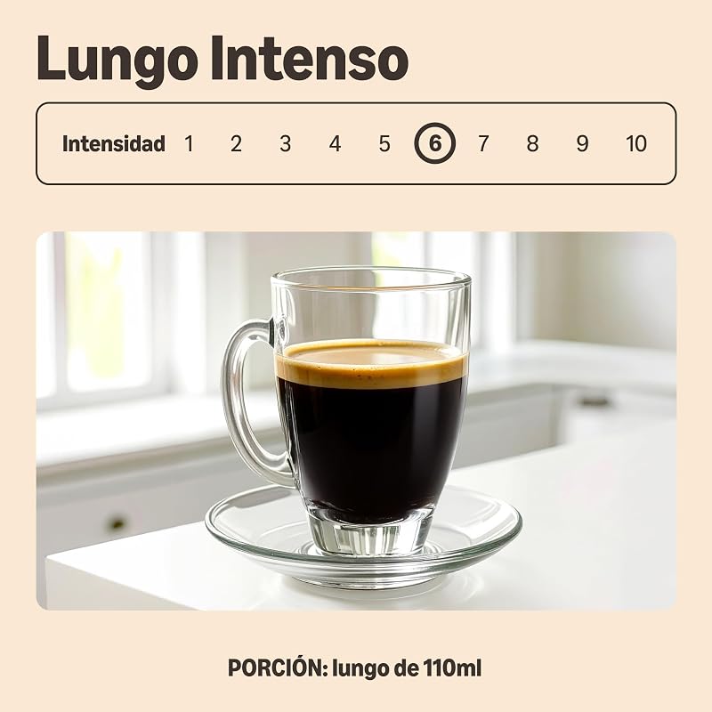 Cápsulas de café de plástico Lungo intenso compatíveis com Nespresso, torradas médias, 100 unidades (2 embalagens de 50), certificadas pela Rainforest Alliance