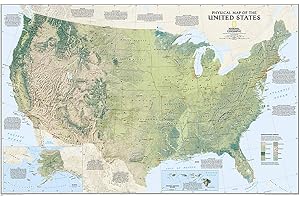 National Geographic United States Physical Wall Map - Laminated (38.25 x 25.25 in) (National Geographic Reference Map)