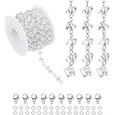 PATIKIL 16.4Ft Faceted Triangle Crystal Chain Roll, Jewelry Making Chain Links Bulk with Lobster Claps Jump Rings for Jewelry Making Findings DIY Craft Necklace Bracelets, White