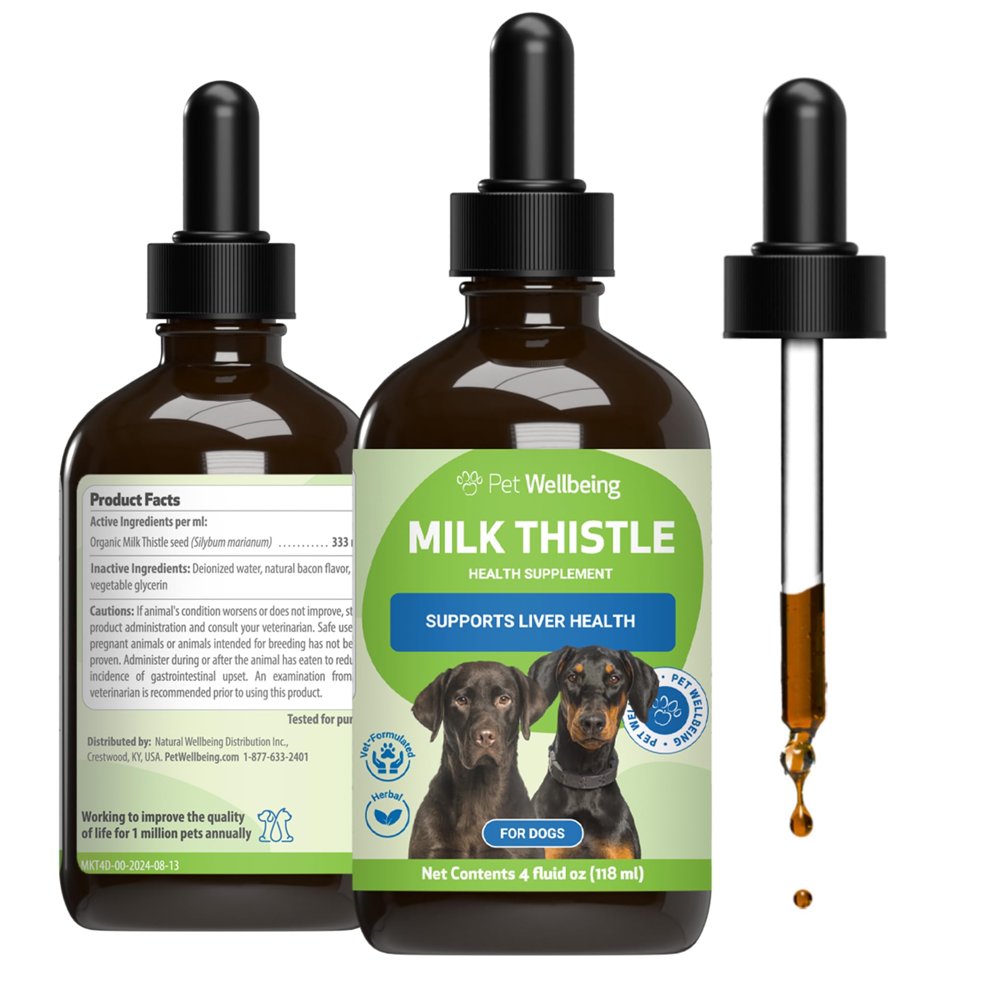 Pet Wellbeing Milk Thistle for Dogs - Organic Milk Thistle, Supports Healthy Liver Function & Detoxification - Vet-Formulated Herbal Supplement - 4 oz (118 ml)
