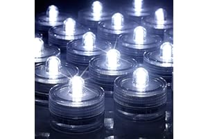 SHYMERY Submersible LED Lights,24 Pack Waterproof Tea Lights,White Led Tea Lights,Battery Powered Waterproof Led Lights for Vases Weddings, Birthdays, Festivals, Events, Parties