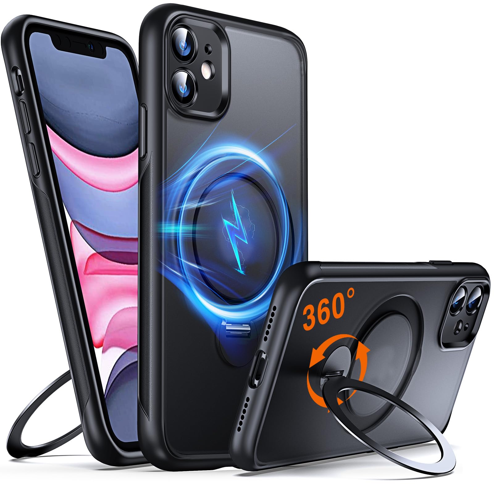 Photo 1 of Chicfun 360° O-Ring MagStander for iPhone 11 Case with Magnetic Kickstand Ring Holder 