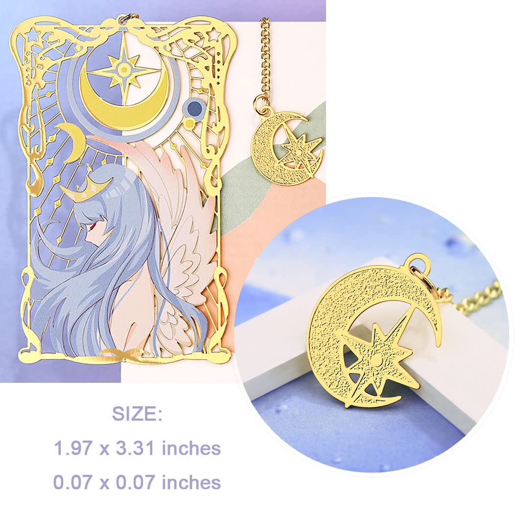 BLBMH Cute Metal Tarot Elf Bookmarks for Women Girls Book Lovers Anime Bookmark Moon Gifts for Readers Best Friends -TE1