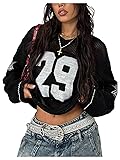 BEAUDRM Women's Y2k Jersey Shirt Oversized Graphic