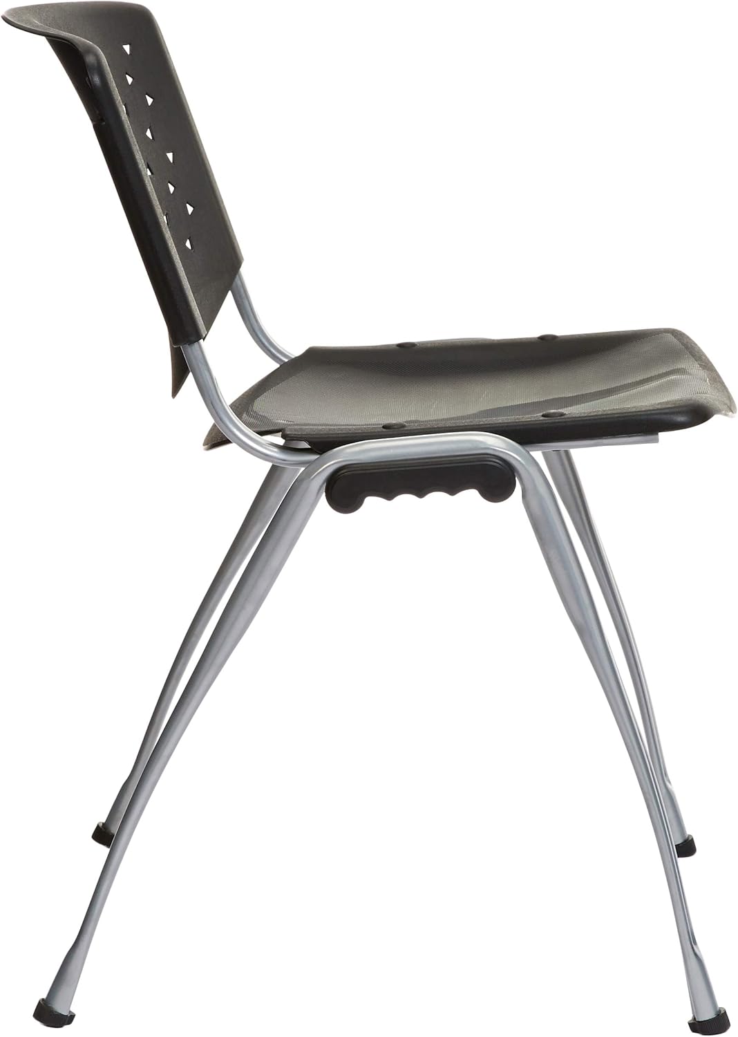 Phoenix Home Lublin Stackable Plastic Conference Chair, 5-Pack, Black and Silver: Furniture & Decor