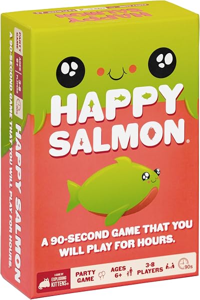 Exploding Kittens Happy Salmon 3-8 Players 90 Second Rounds Ages 6+