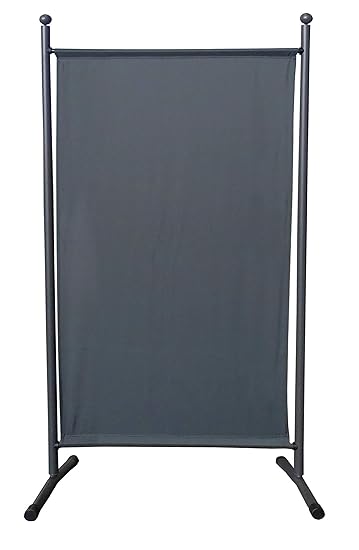 QUICK STAR Paravent 180 x 78 cm Stoff Raumteiler Klein Garten Stellwand Trennwand Balkon Sichtschutz Grau