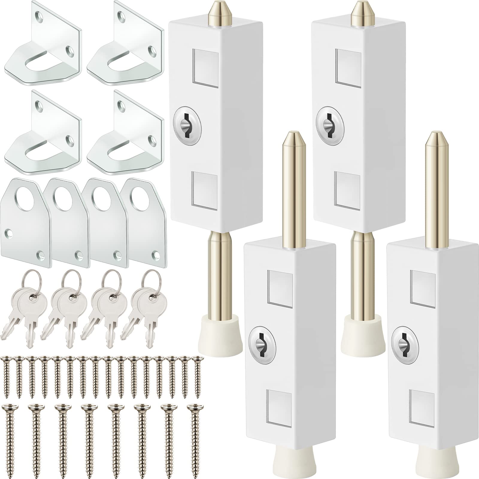 Photo 1 of Sliding Door Lock Rectangle Patio Door Lock Keyed for Sliding Glass Door Hinged Door Security Bar Heavy Duty Steel Bolt Zinc Alloy Iron Portable Lock to Prevent Sliding or Lifting of Door (1 Piece)