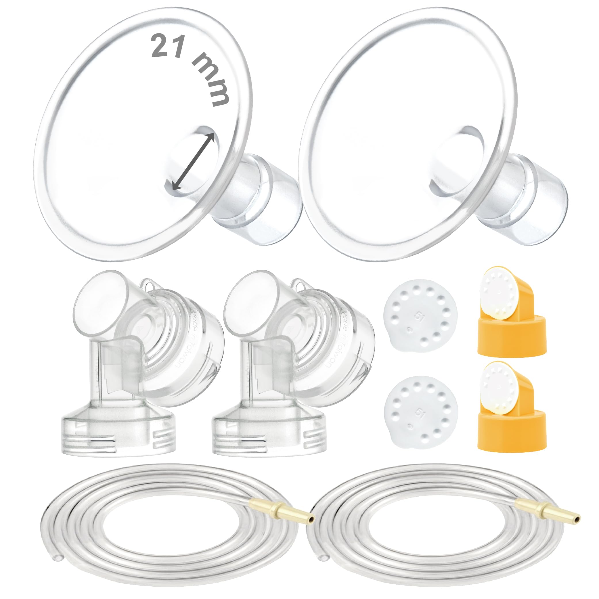 Maymom MyFit Pump Parts Compatible with Medela PersonalFit Medela Breast Pump, Pump in Style Advanced, Lactina, Symphony, Incl Small Breast Pump Flange (21mm) Base Connector Valve Membrane Tube