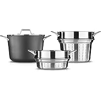 Calphalon Premier Hard-Anodized Nonstick Cookware, 8-Quart Multi-Pot with Pasta and Steamer Inserts and Cover