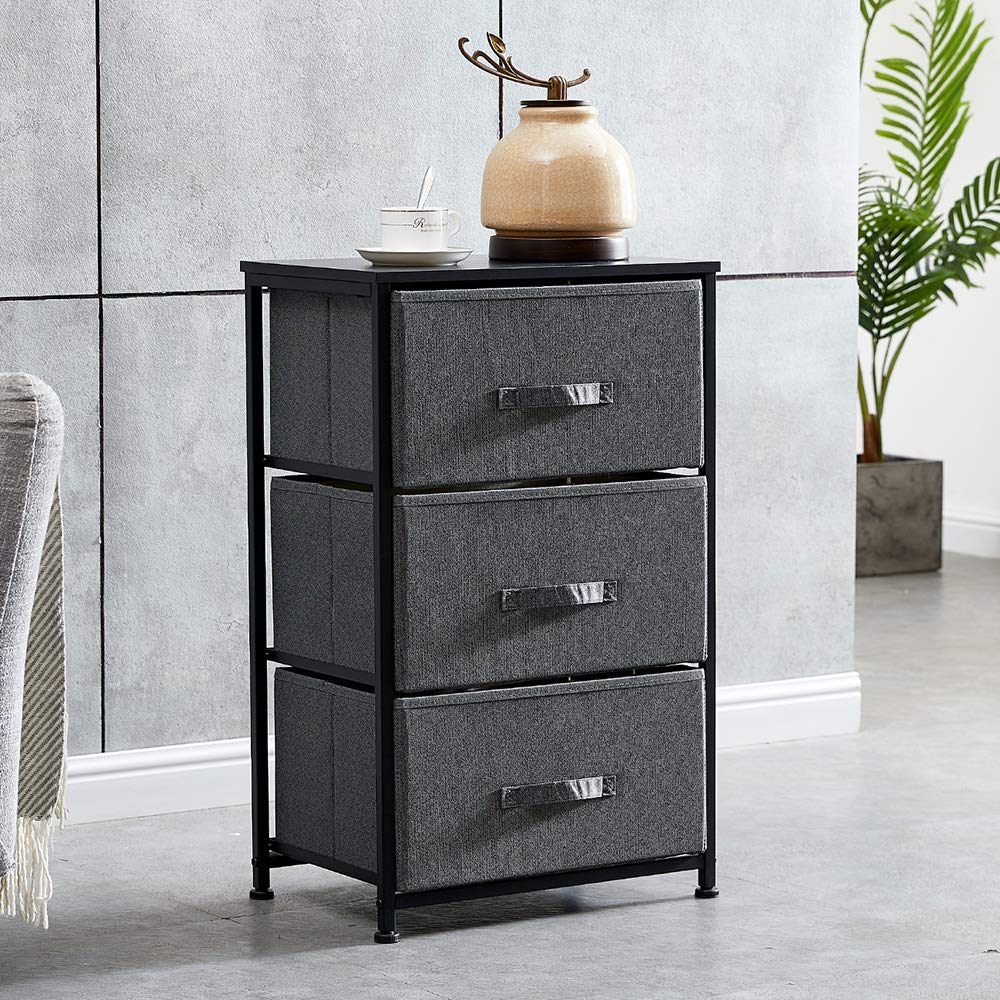 Huisen Furniture Bedroom Night Stand With 3 Drawers Bathroom Unit Storage Cabinet Slimline Living Room Chest Of Drawers Sideboard Cupboard For Corner Small Space Drak Grey 3 Drawers 45 32 74 Chests Of Drawers