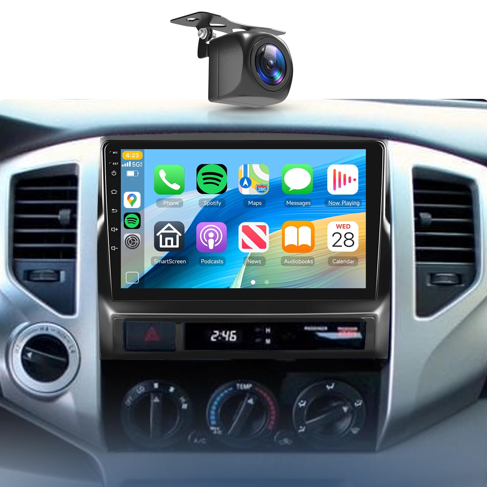 Photo 1 of *Piece broken?* 4G+64G Car Stereo for Toyota Tacoma 2005-2015 Wireless CarPlay Android Auto,9 inch IPS Touchscreen Car Stereo Bluetooth5.0,GPS,WiFi,SWC,59UI,32EQ AI DSP+HD Backup Camera Android Radio for Tacoma