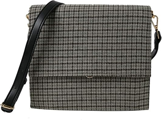 Amazon チェック スクエア 2way ラージ ショルダー バッグ タータン 秋冬 カジュアル 大きめ 大容量 肩掛け 斜め掛け レディース Free グレー ノーブランド品 ショルダーバッグ