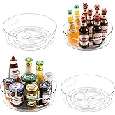 GUZON 4 Pack Lazy Susan Organizer for Cabinet, Upgraded 11.5" Clear Turntable Organizer with Handles and Raised Edge, Pantry Organizers and Storage for Kitchen, Refrigerator, Bathroom, Table