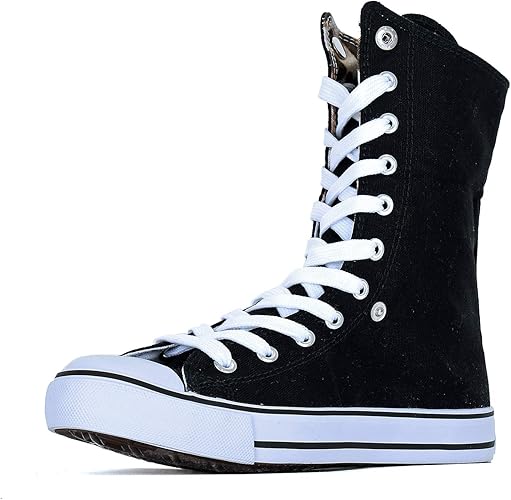 tall canvas lace up knee high sneakers