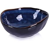 Blue Ceramic Decorative Pottery Key Bowl, Candy Dish, Salad Bowl, Small Jewelry Trinket Dish for Bedroom, Centerpiece, Bedsid