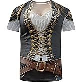 SightYoung Men St Patrick's Day Shirts,Pirate T-Shirt Men,Funny Mardi Gras Oktoberfest 3D Printed Graphic T-Shirt