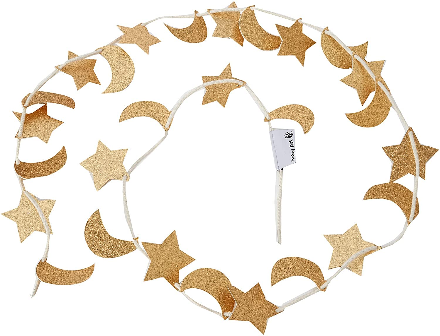 Baby Art® Shiny Garland Flags Bedroom, Newborn Bedroom Decoration, Flags Festoon, Gold Colour