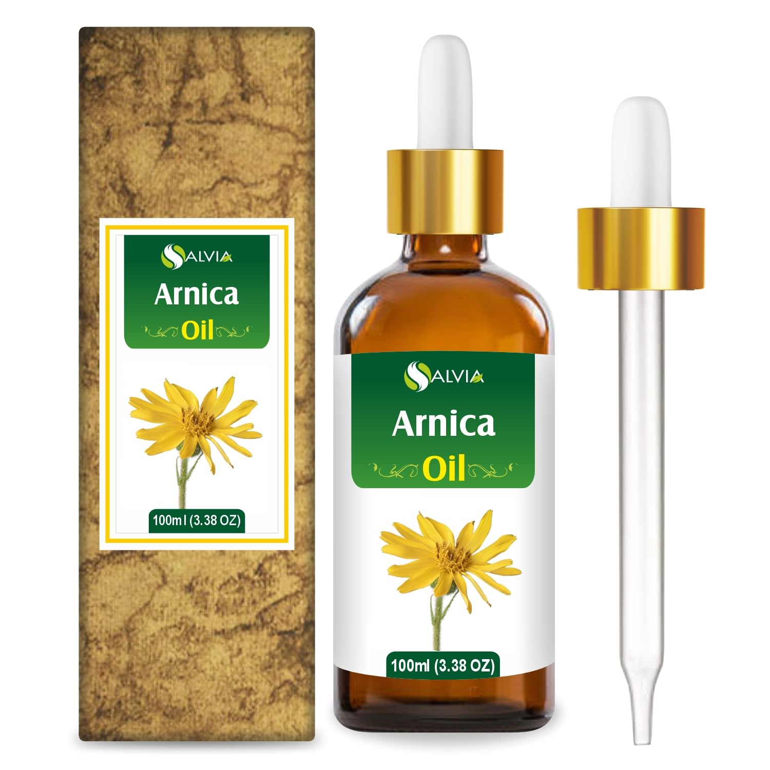 Arnica Essential Oil (Arnica Montana) by Salvia 100% Pure & Natural - Undiluted Uncut Cold Pressed Aromatherapy Premium Oil - Therapeutic Grade - 100 ML with Dropper
