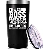 AMZUShome I Am A Proud Boss Travel Mug Tumbler.Funny BossDay,Office Gifts.Moving Appreciation Retirement Birthday Christmas Gifts For Men Women boss boss Lady From Employees(20oz Black)