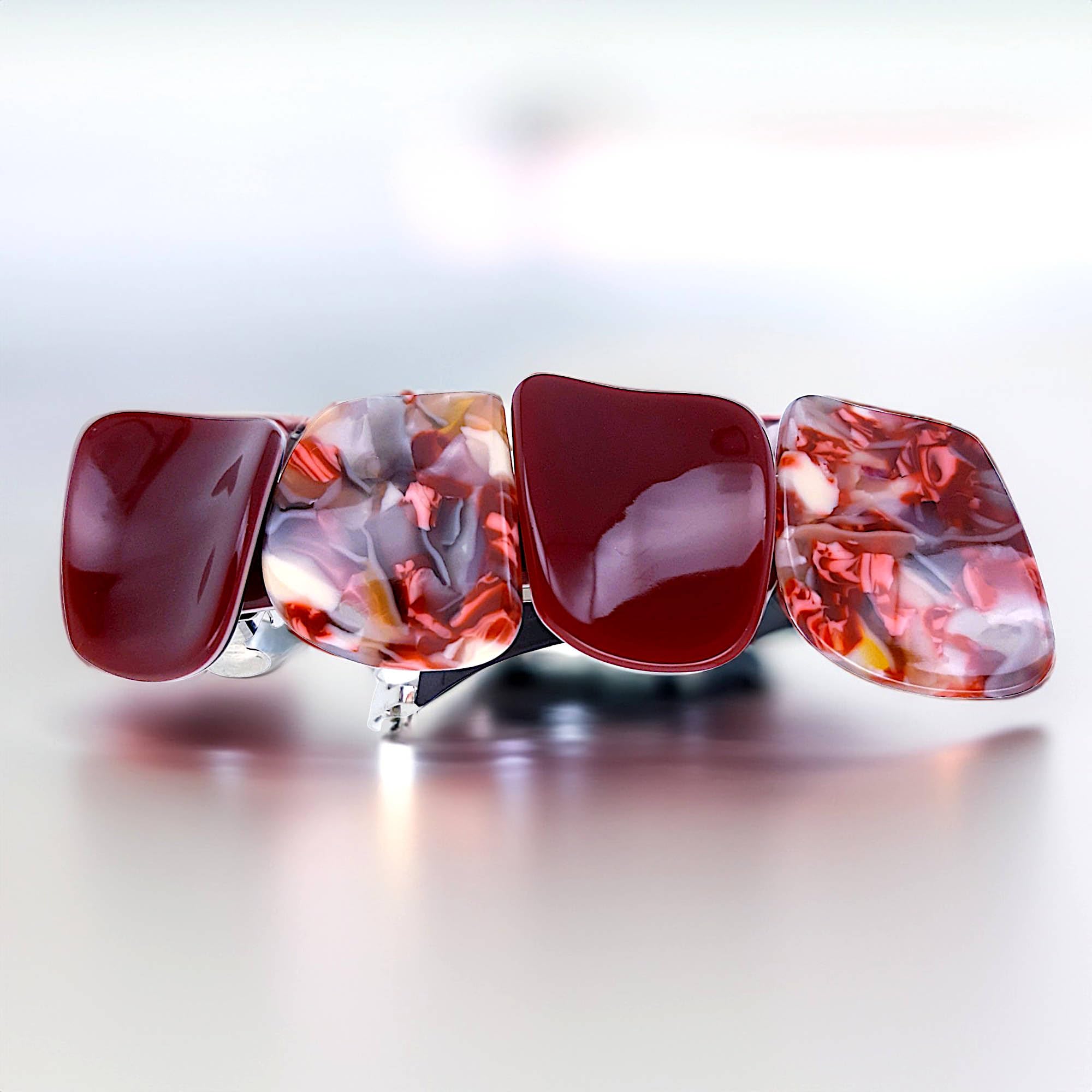 Women's Chic Red Hair Barrette 9 cm Thick Adjustable Long Lasting Hair Clip Automatic Trendy Big Hair Clip for Women Hair Accessories